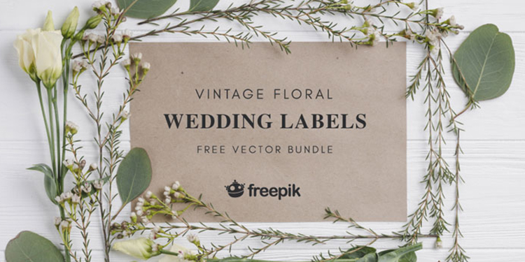 Free Floral Wedding Vector Labels