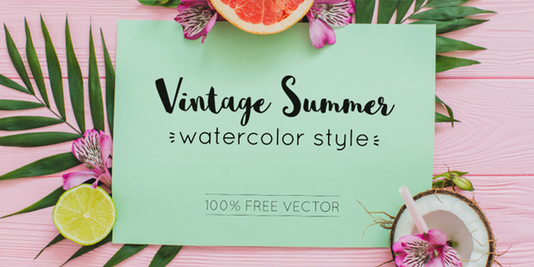 Free Download – Vintage Summer Vector Graphics (Watercolor style)